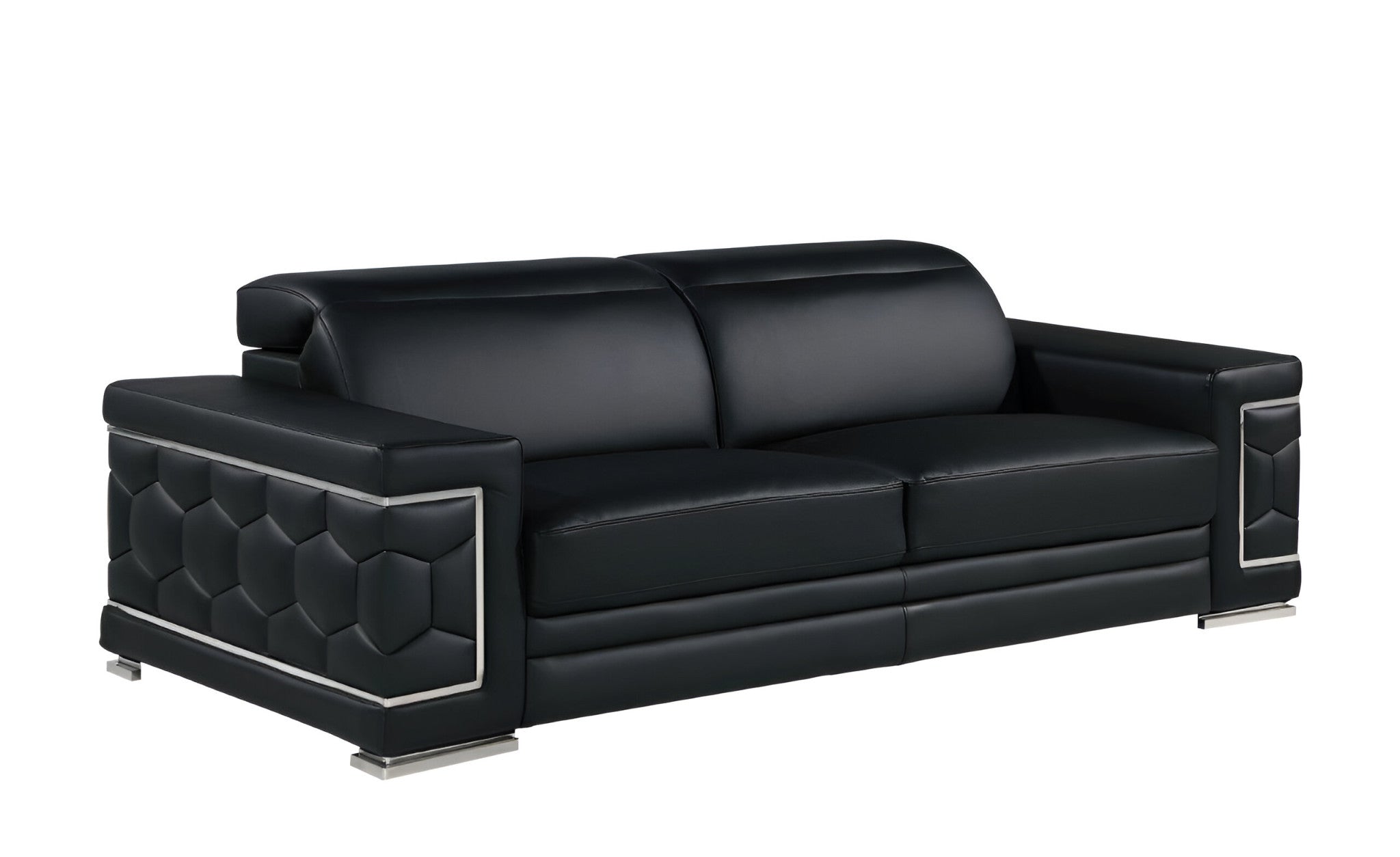 89" Geometric Leather Sofa