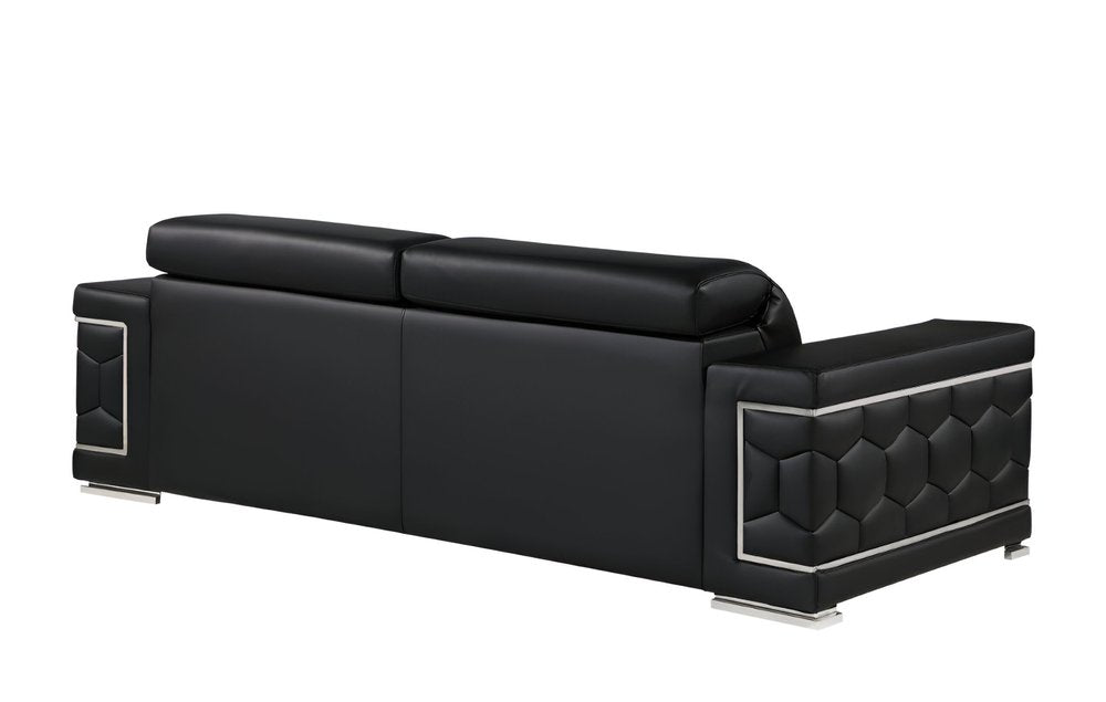 89" Geometric Leather Sofa