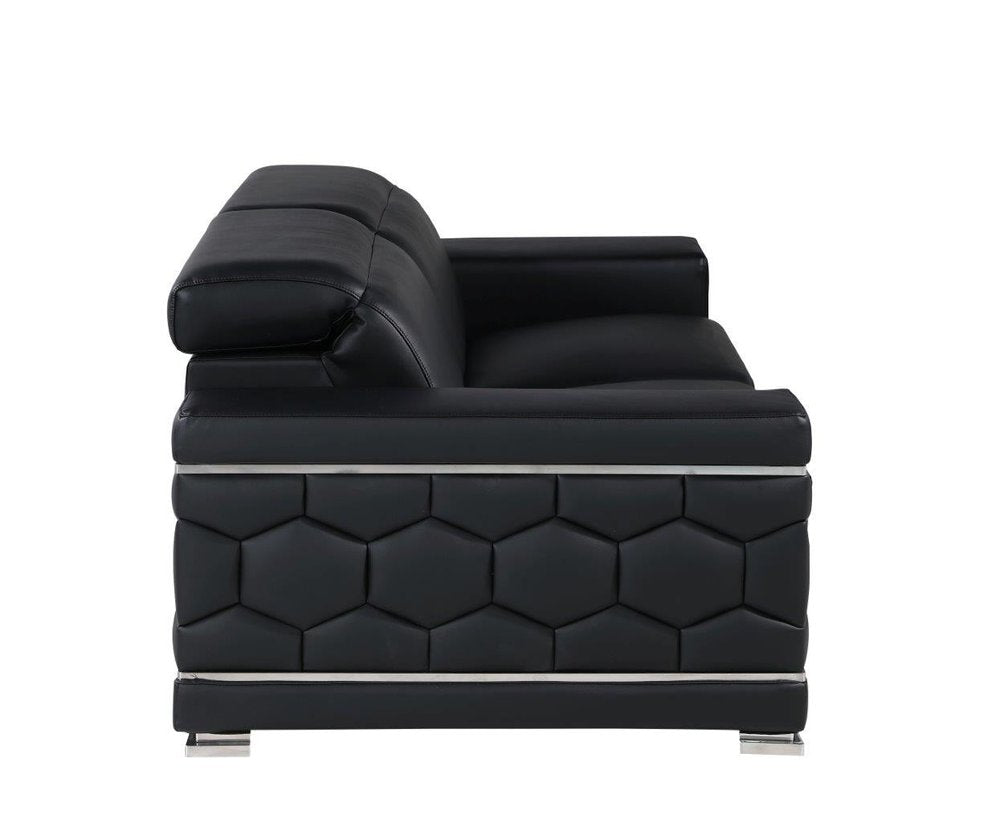 89" Geometric Leather Sofa