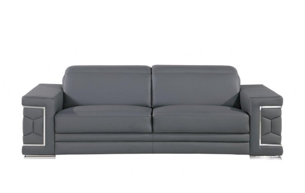 89" Geometric Leather Sofa