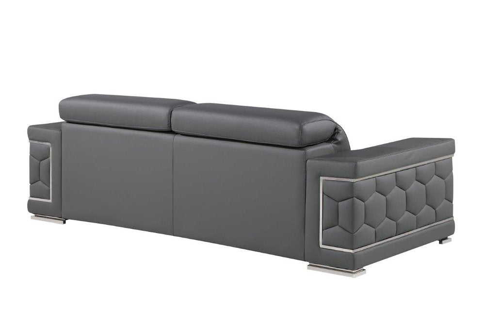 89" Geometric Leather Sofa