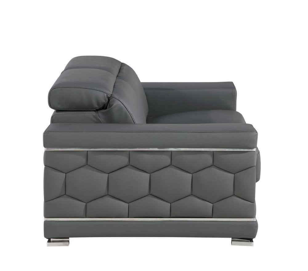 89" Geometric Leather Sofa