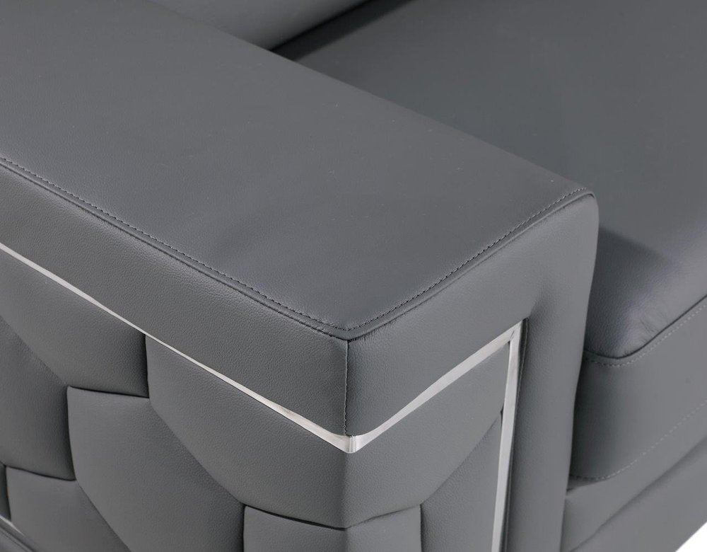 89" Geometric Leather Sofa