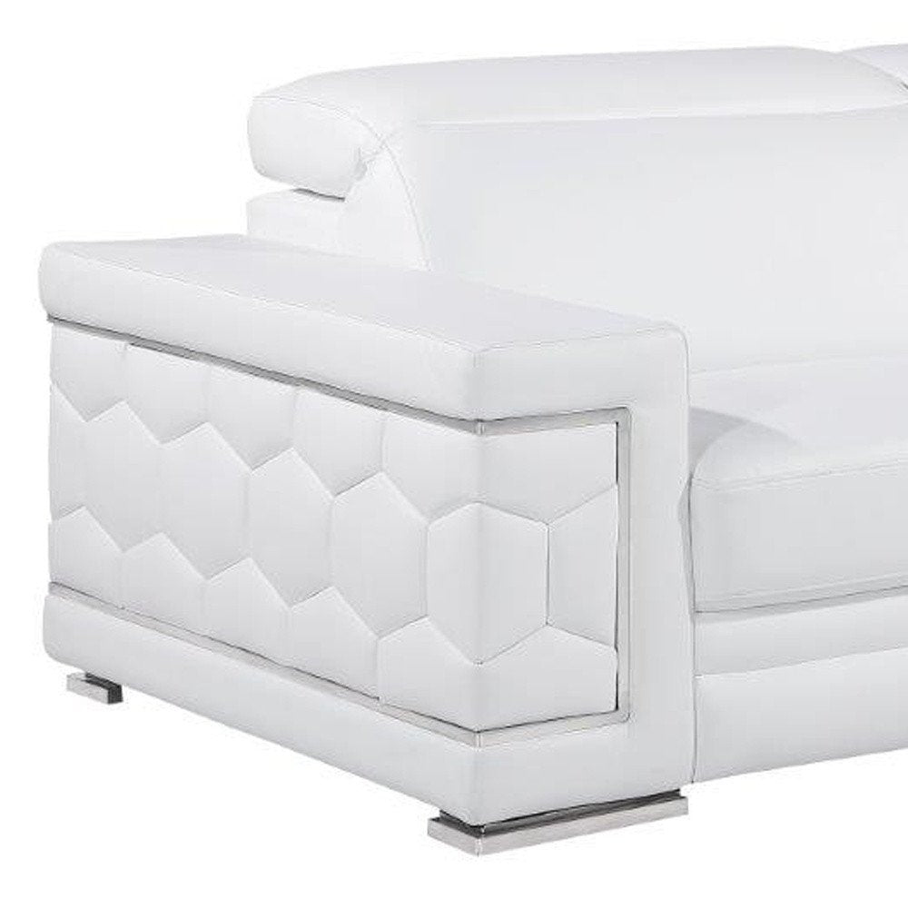 89" Geometric Leather Sofa