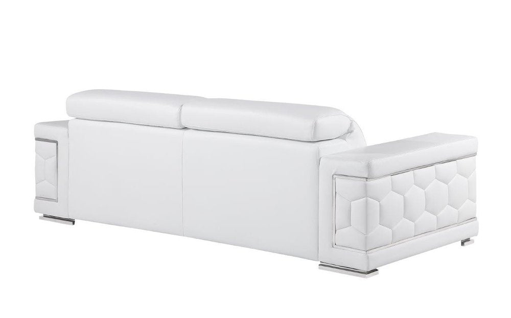 89" Geometric Leather Sofa
