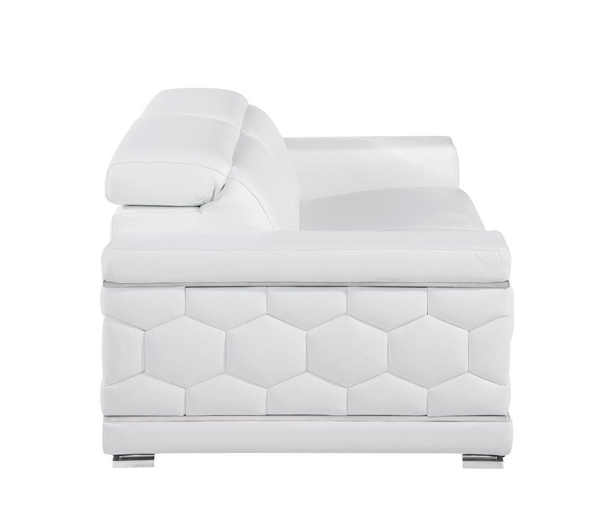 89" Geometric Leather Sofa