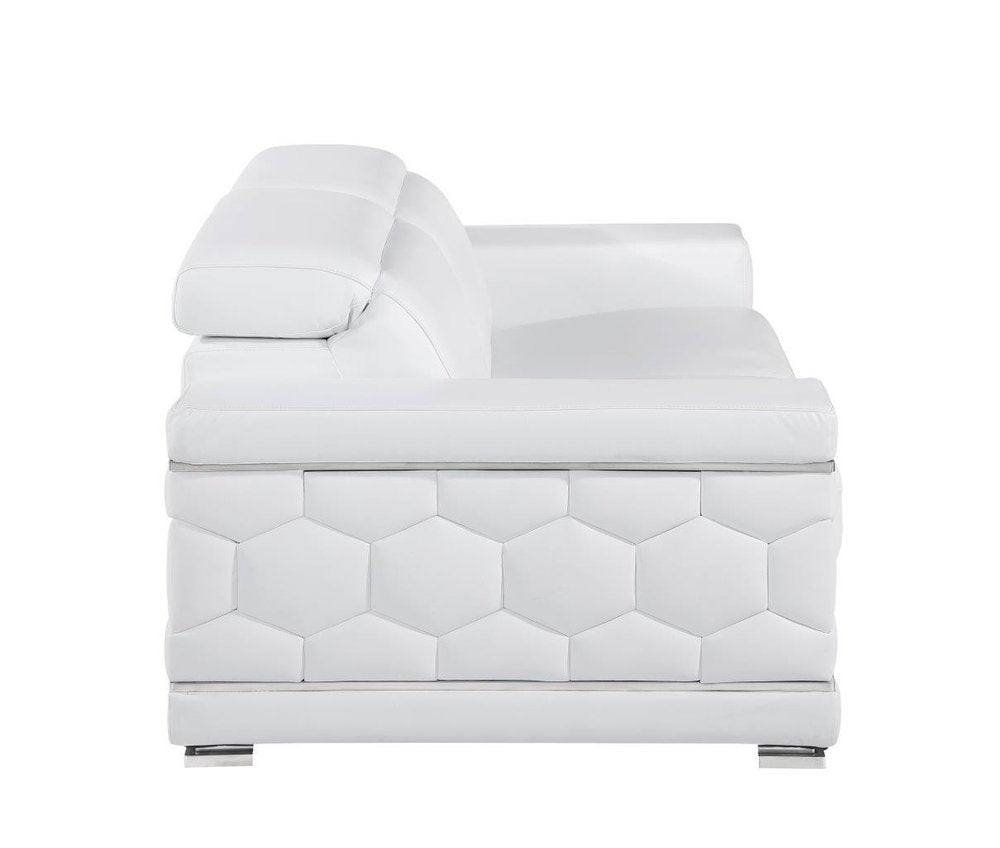 89" Geometric Leather Sofa