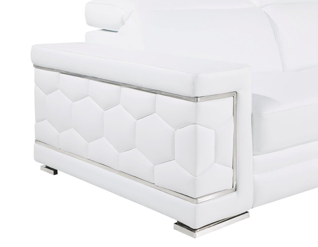 89" Geometric Leather Sofa