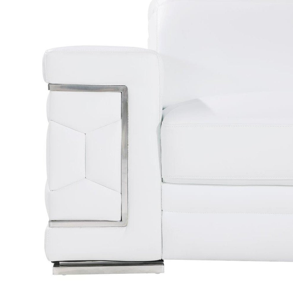 89" Geometric Leather Sofa