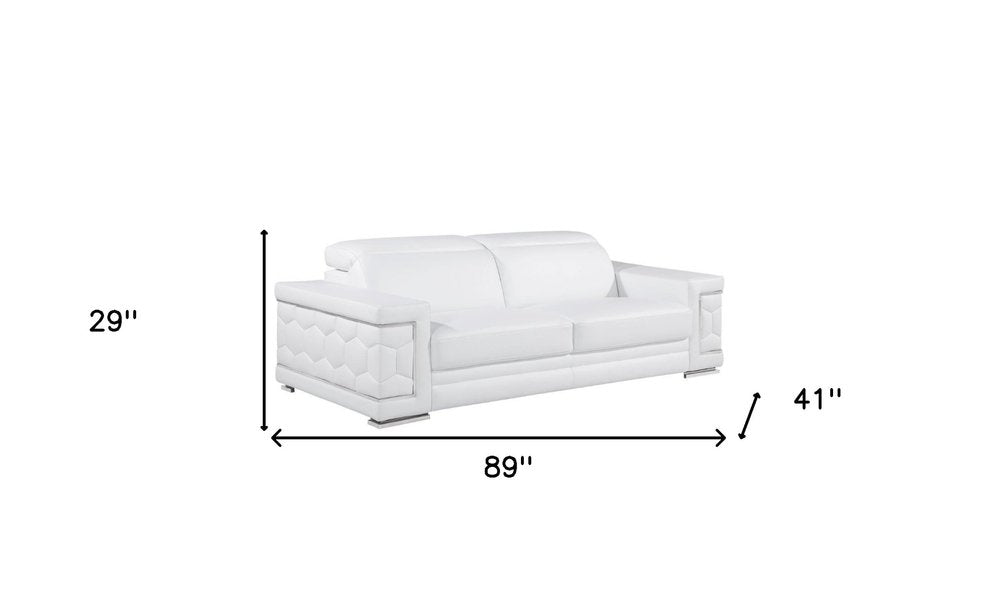 89" Geometric Leather Sofa