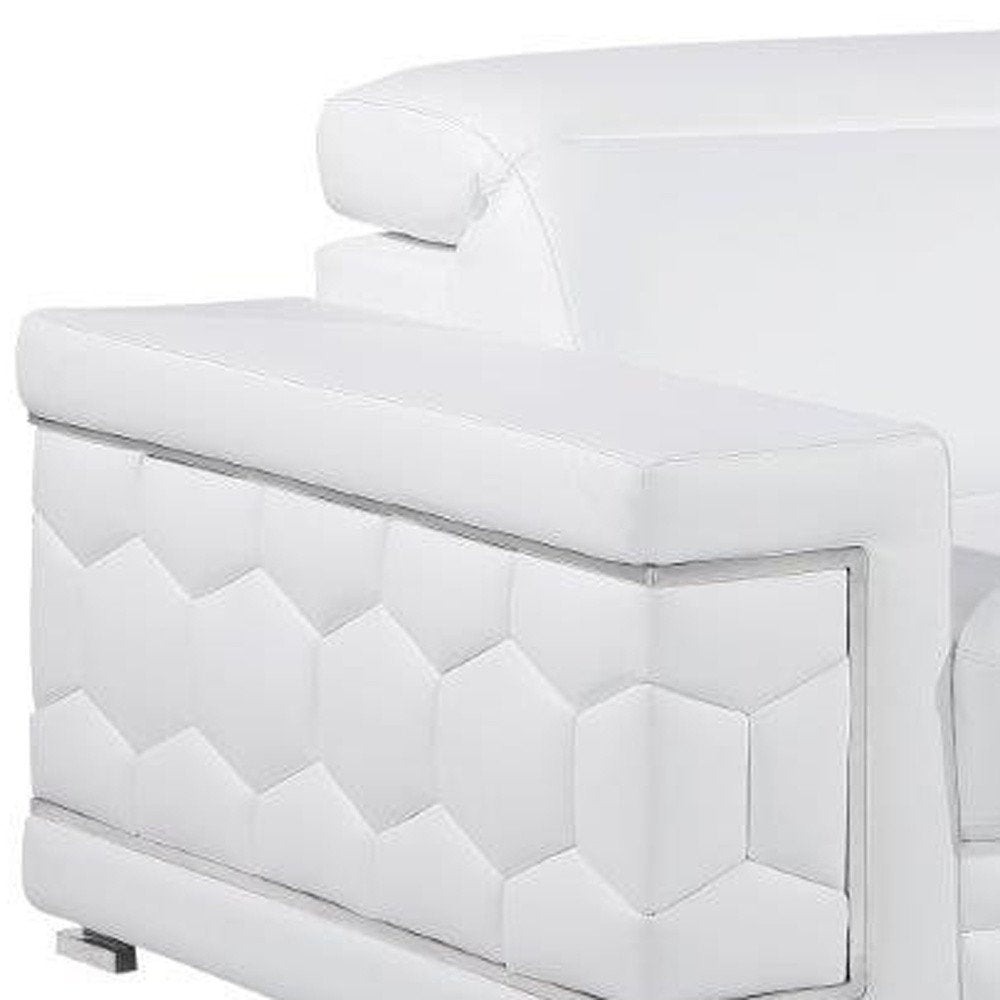 89" Geometric Leather Sofa