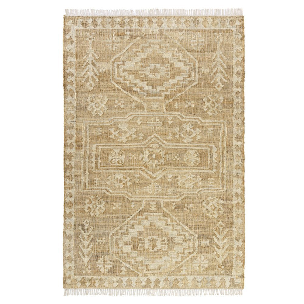 Brown and Beige Medallion Hand Woven Area Rug