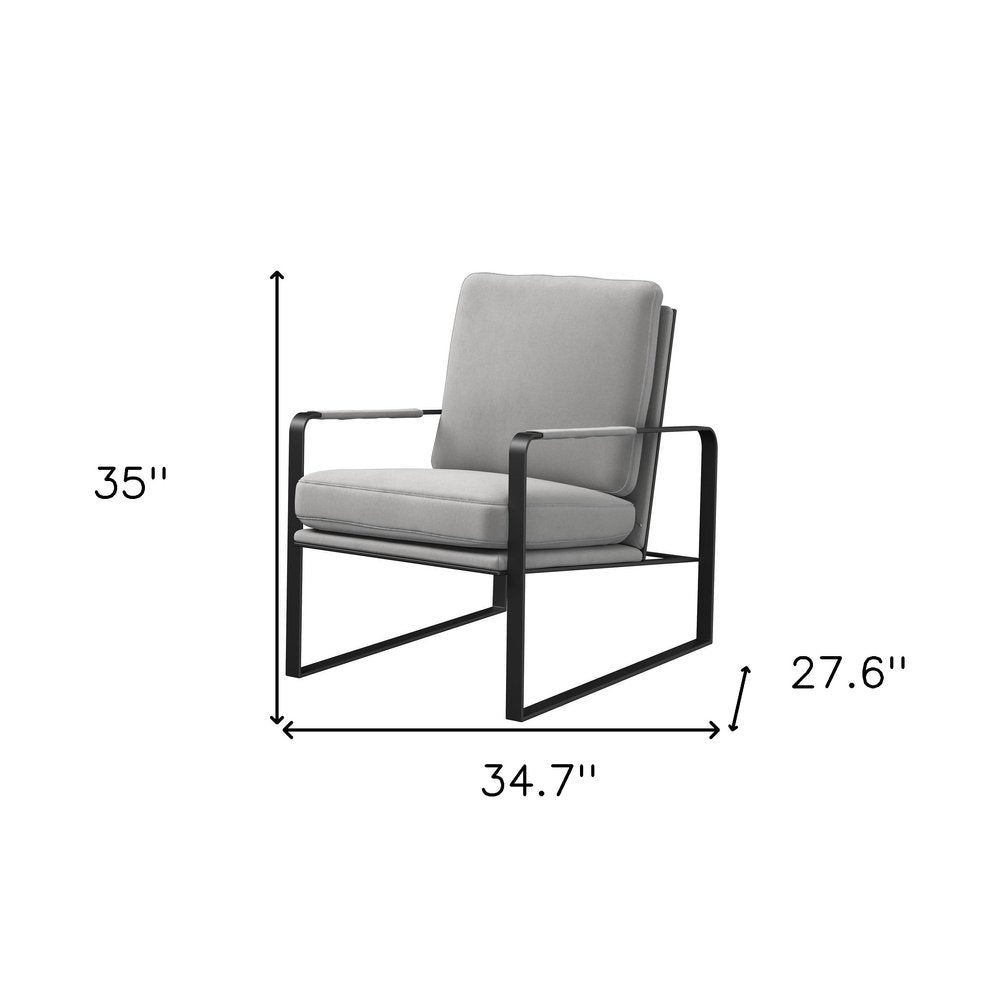 35" Light Gray Velvet Industrial Lounge Chair