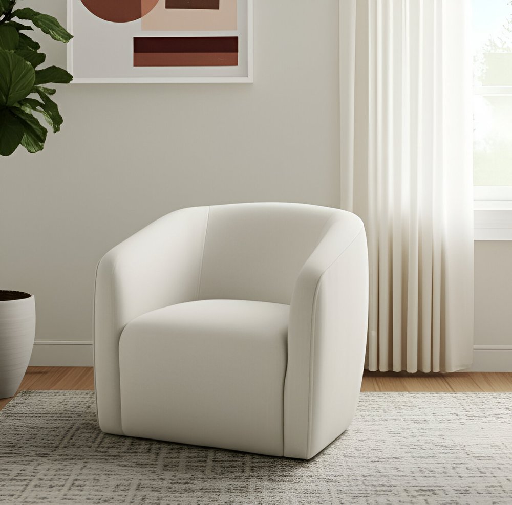 32" Beige Barrel Club Chair