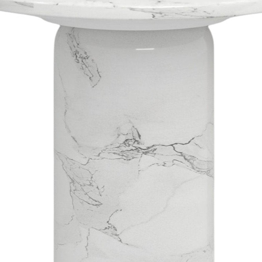 16" White Marble Pedestal End Table