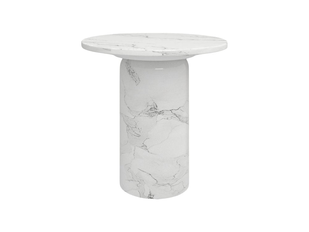16" White Marble Pedestal End Table