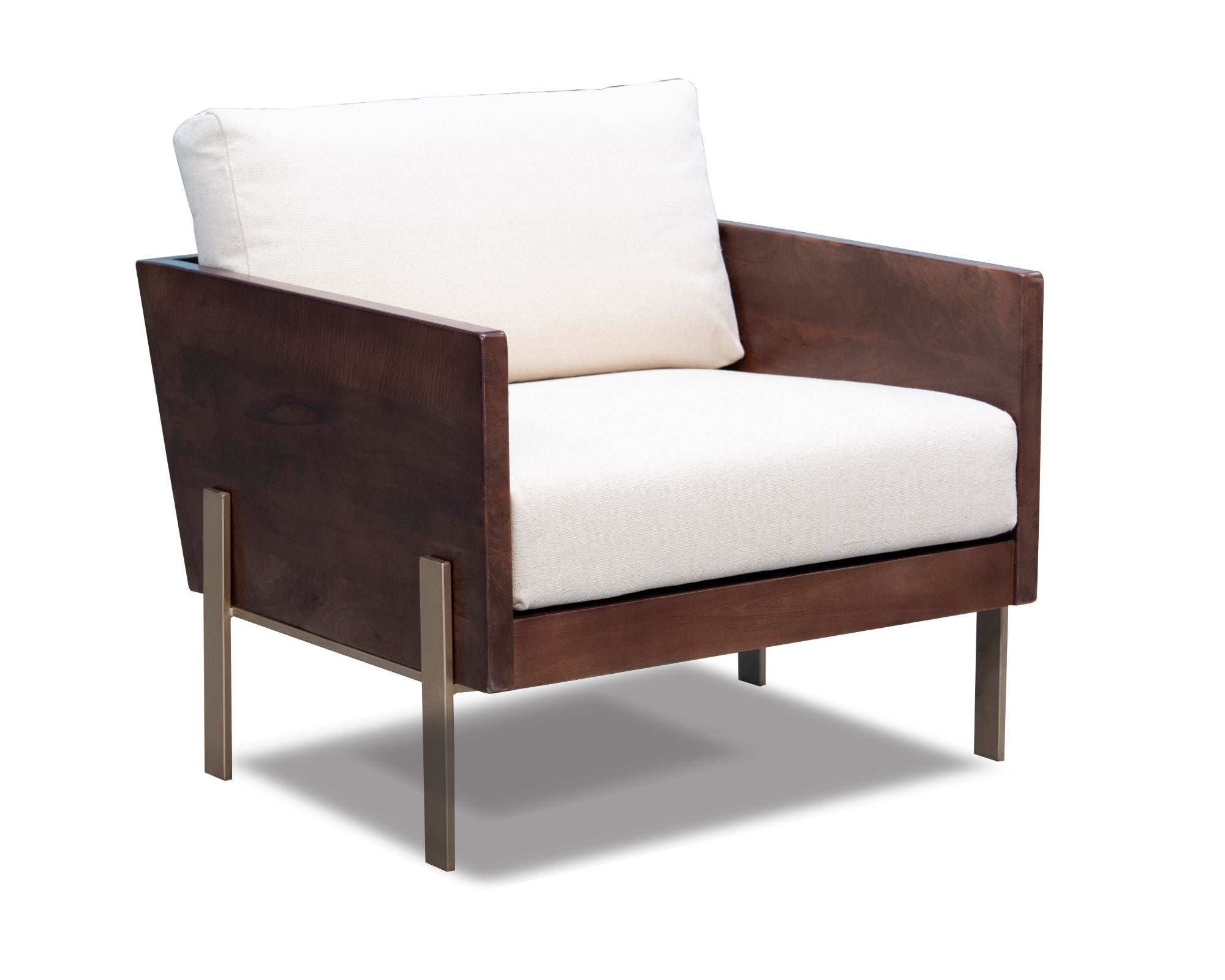31" Brown Top-Grain Leather Box Back Chair