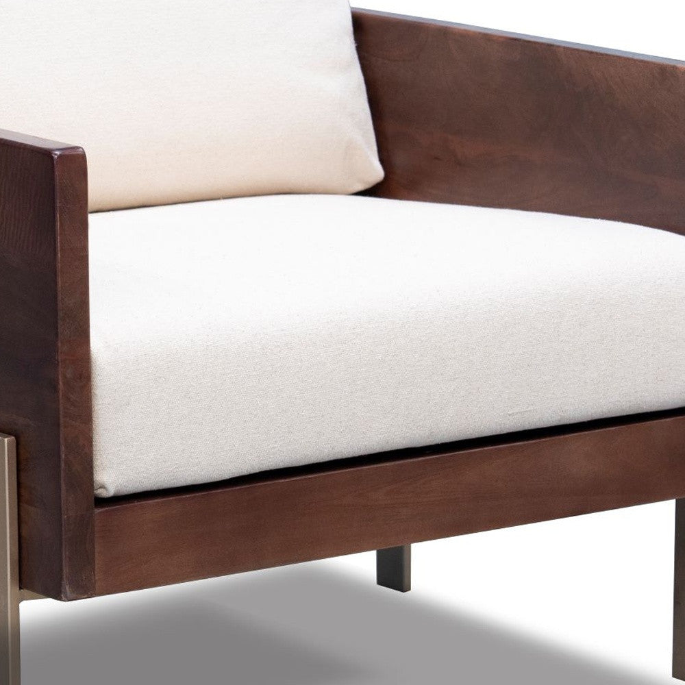 31" Brown Top-Grain Leather Box Back Chair
