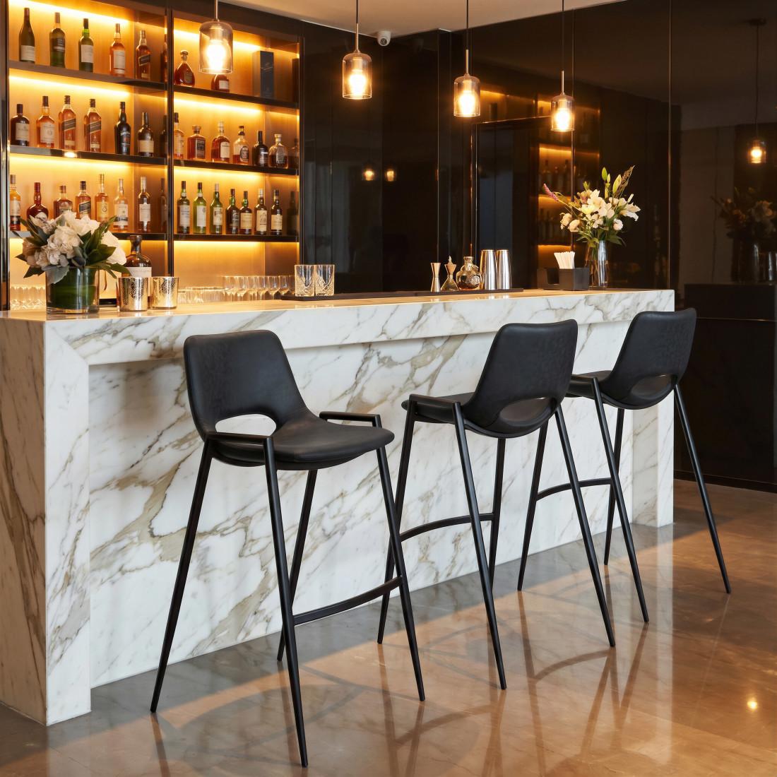 39" Set of Two Faux Leather Low Back Bar Chair