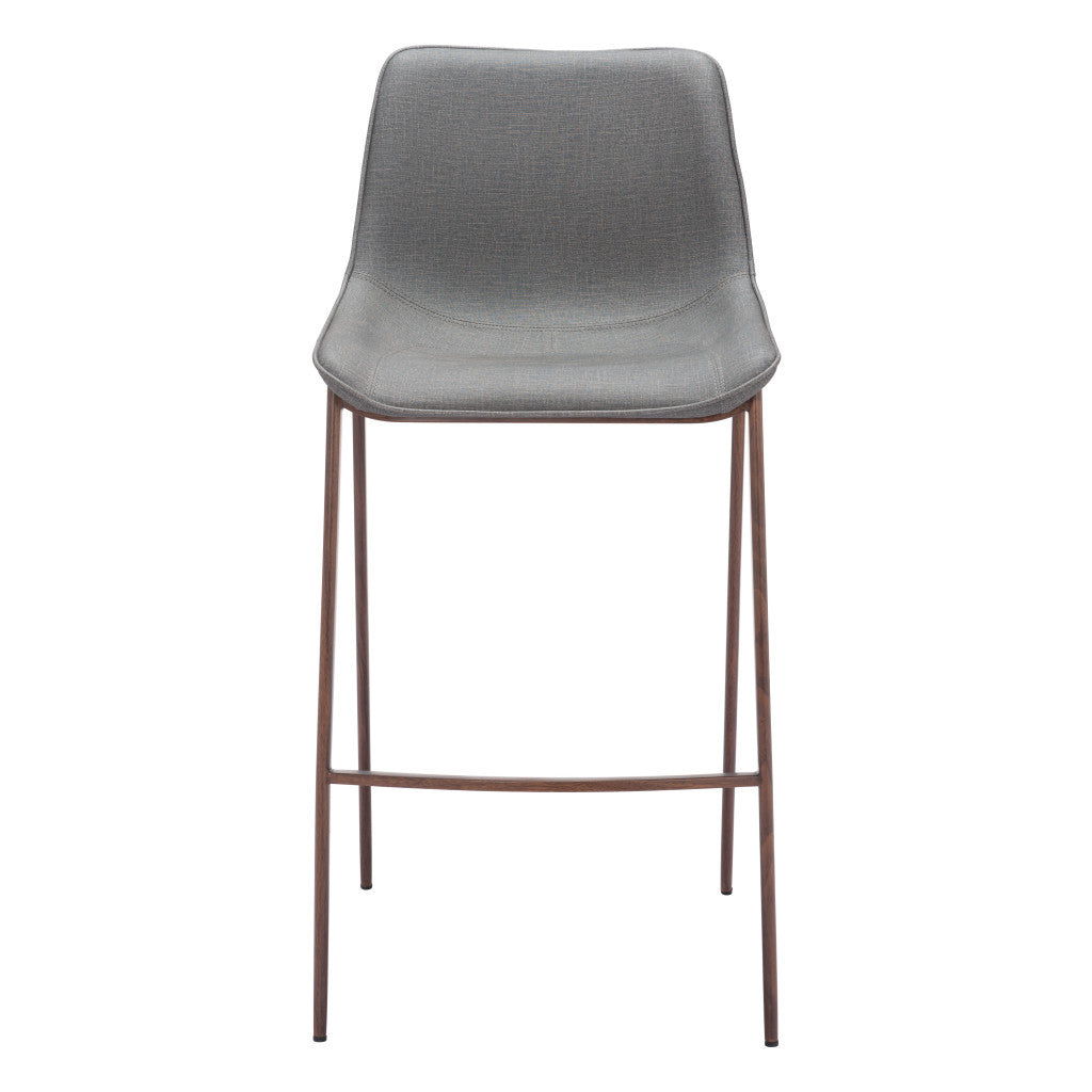 43" Set of Two Faux Leather and Wood Bucket Bar Chair
