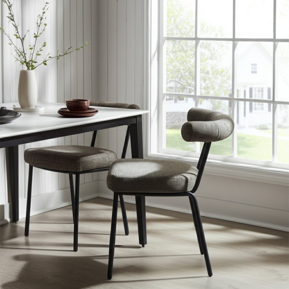 Set of Two 23" Green Open Back Barrel Dining Chair