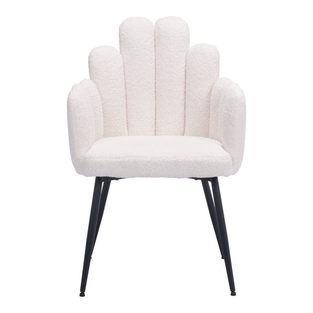 Set of Two 22" Ivory Faux Fur Deco Dining Chairs