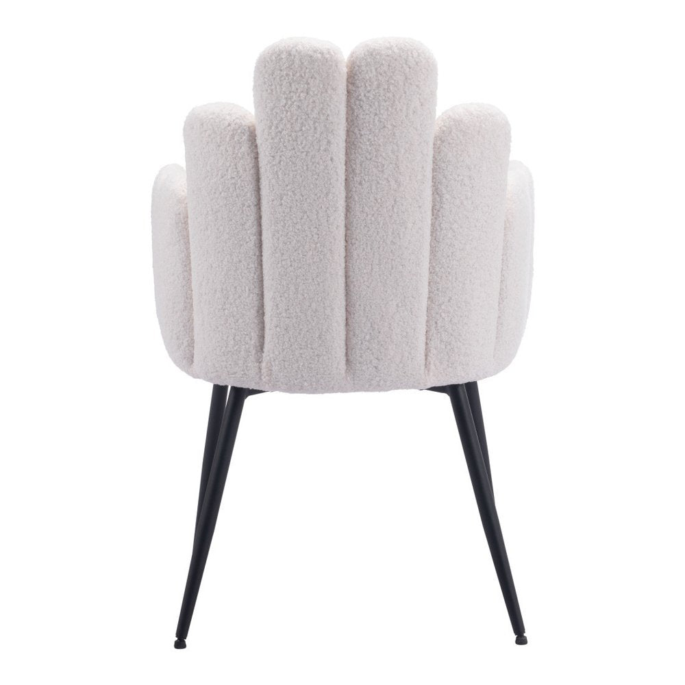 Set of Two 22" Ivory Faux Fur Deco Dining Chairs