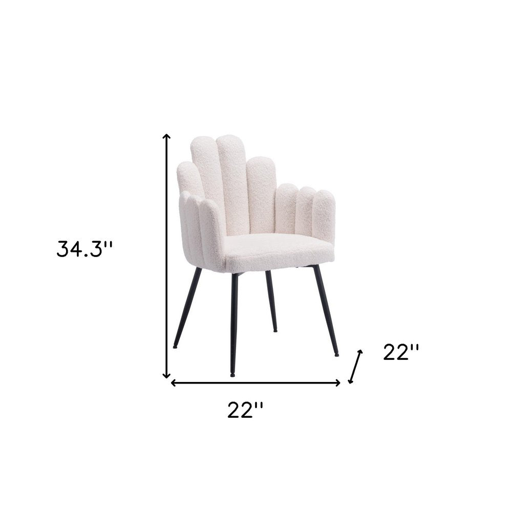 Set of Two 22" Ivory Faux Fur Deco Dining Chairs