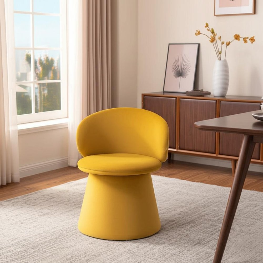 22" Orange Modern Velvet Swivel Dining Chair