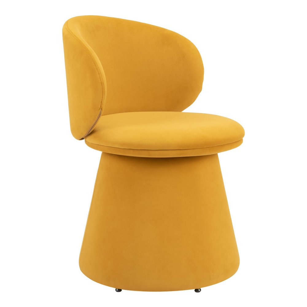 22" Orange Modern Velvet Swivel Dining Chair