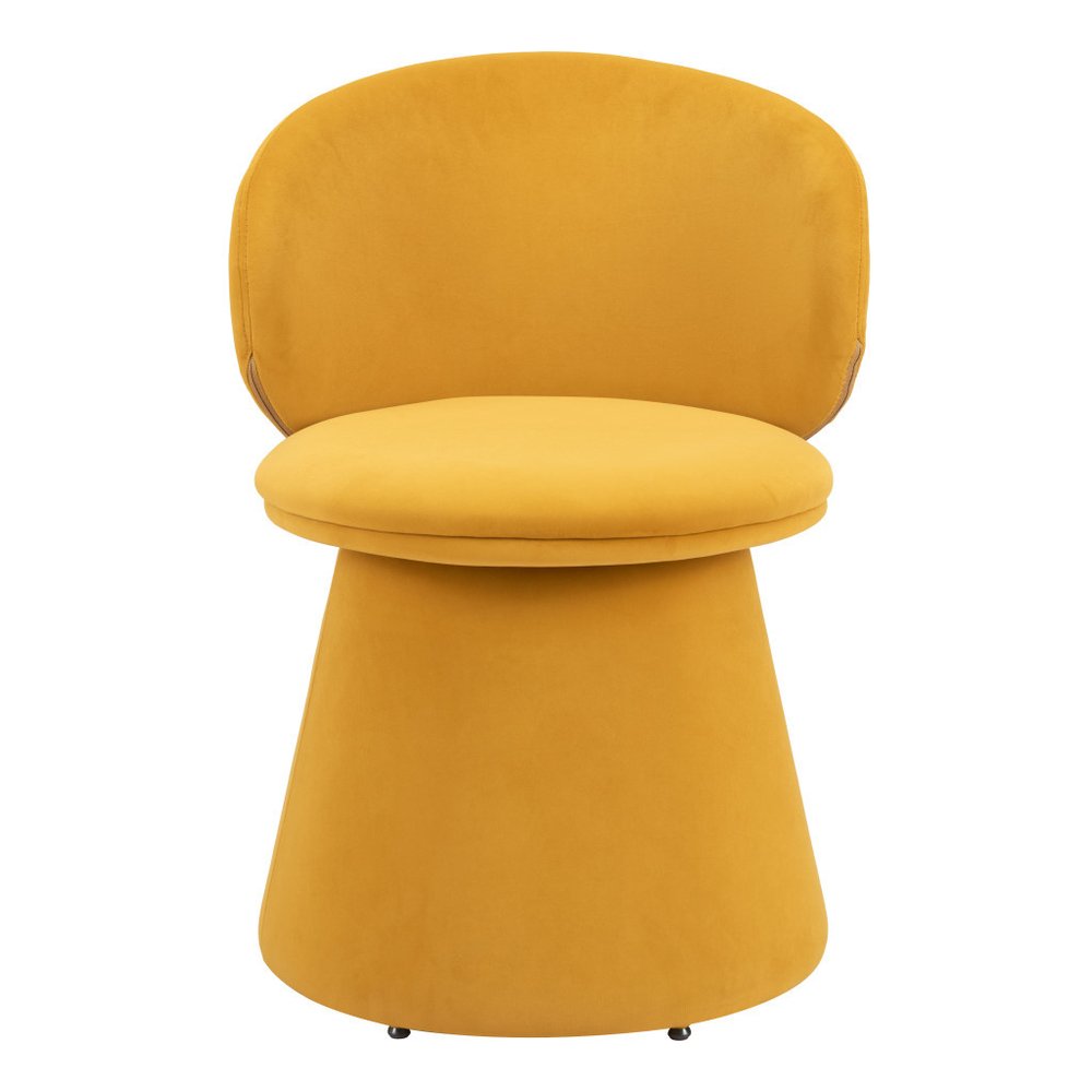 22" Orange Modern Velvet Swivel Dining Chair