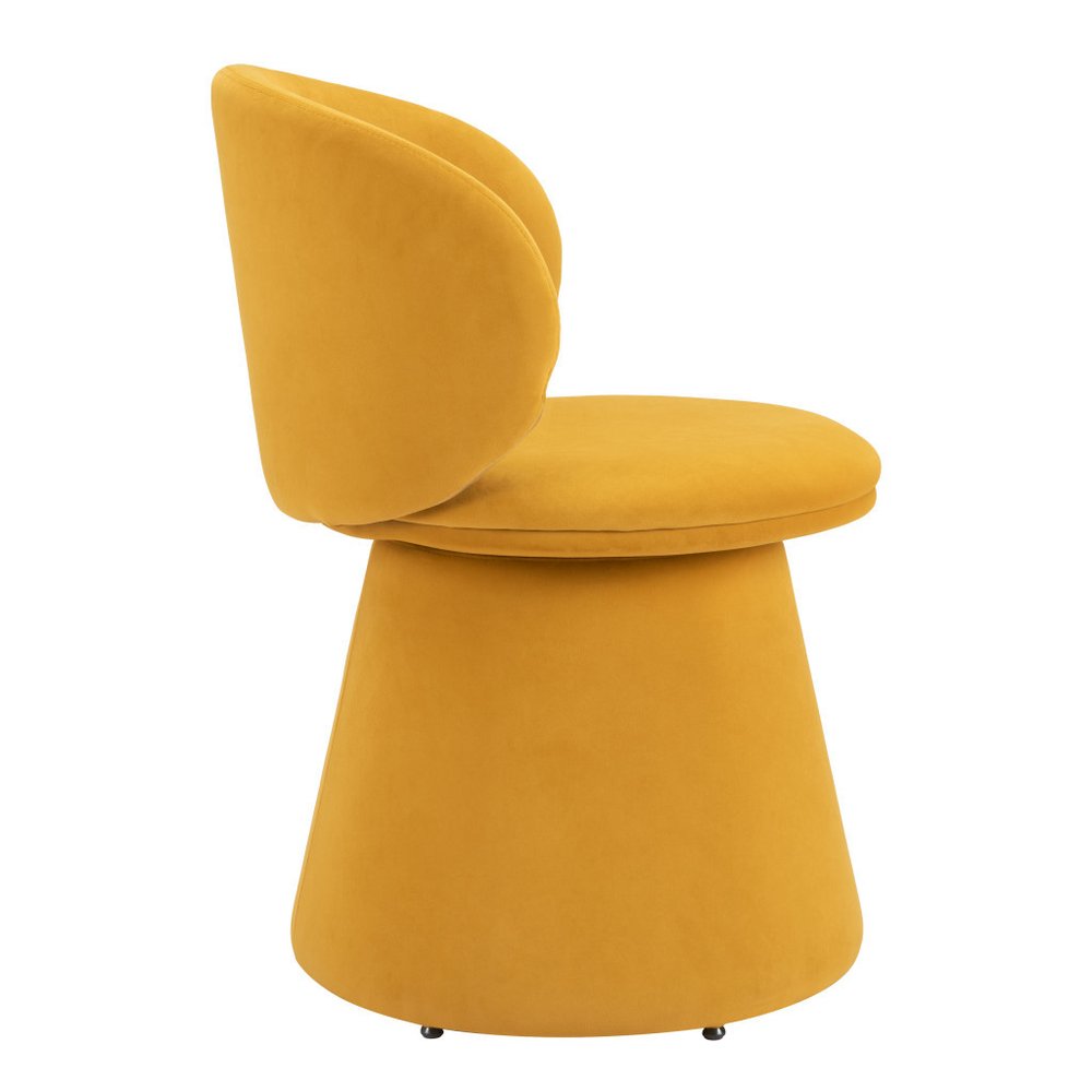 22" Orange Modern Velvet Swivel Dining Chair