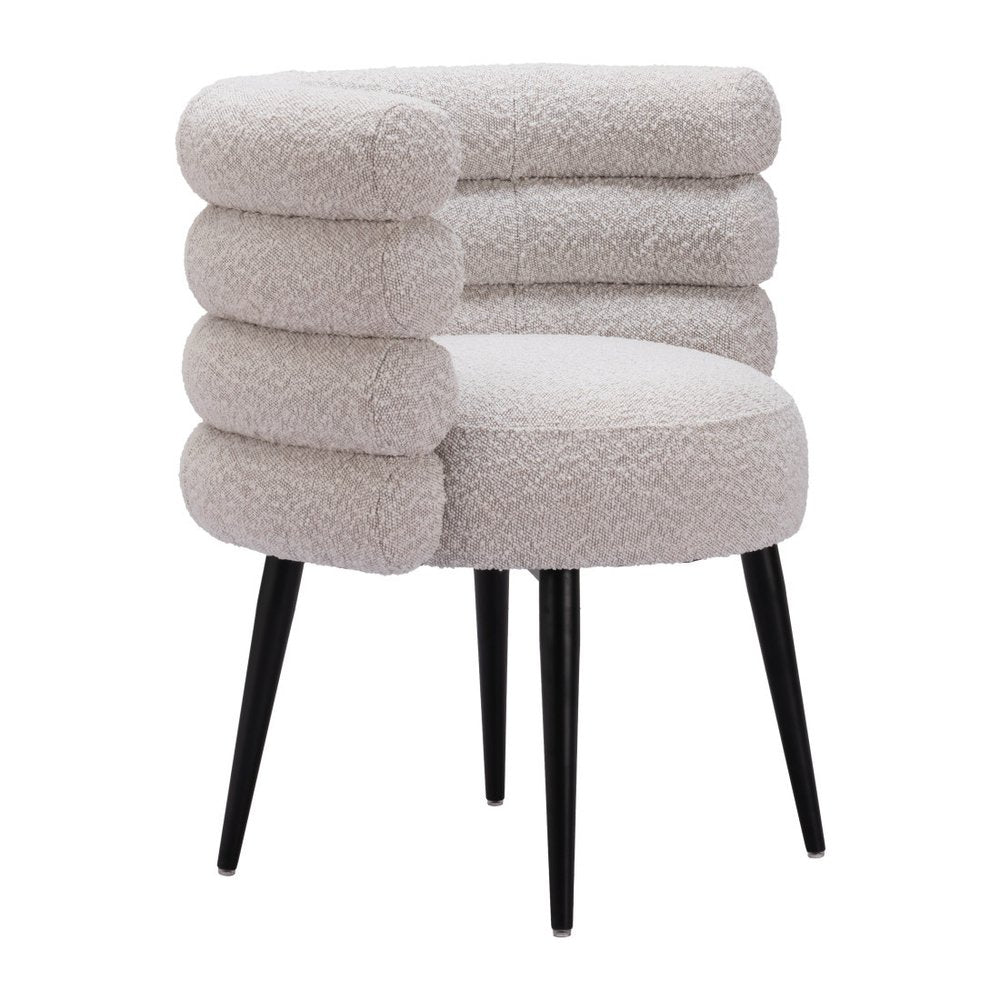 27" Gray Faux Fur Barrel Dining Chair