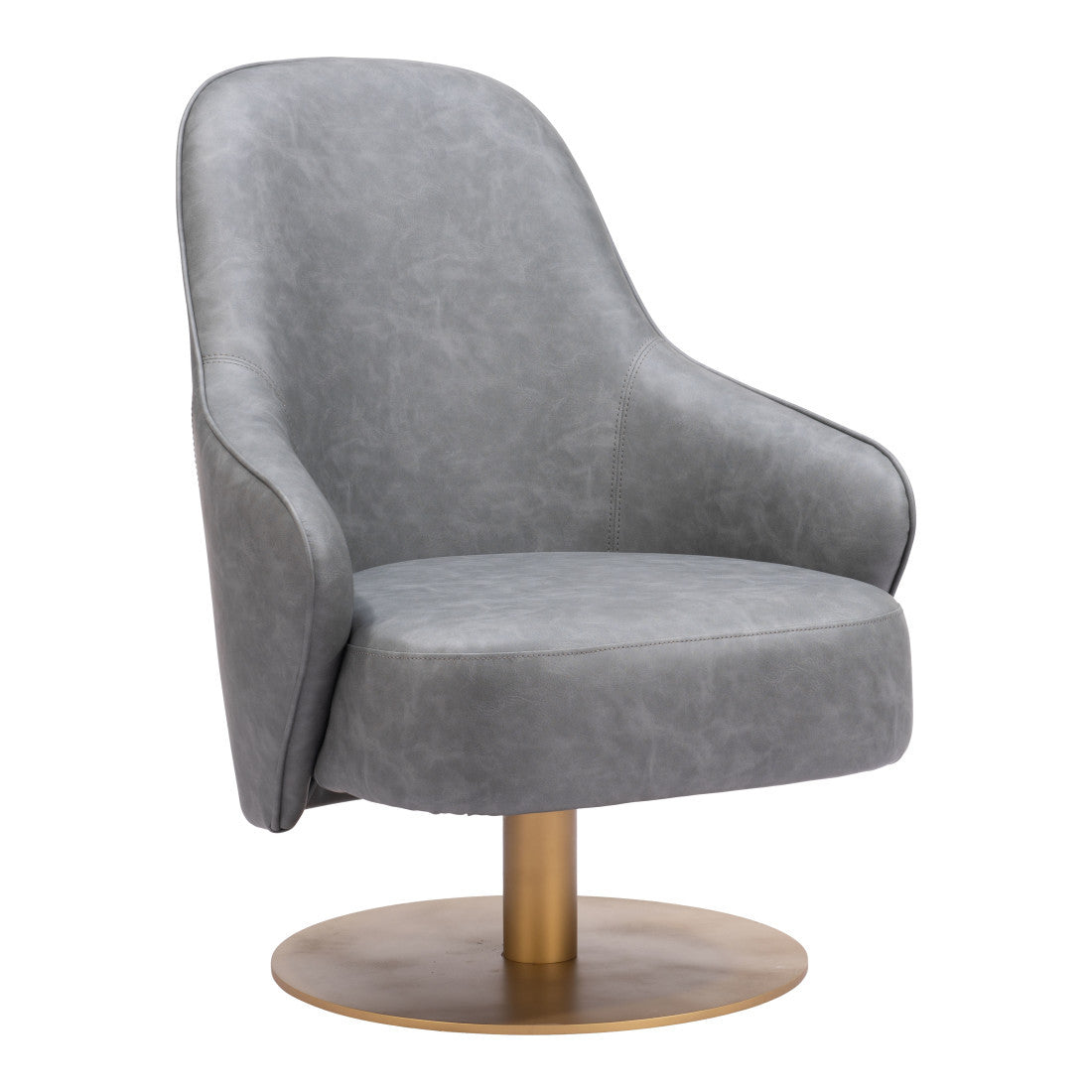 28" Faux Leather Swivel Armchair
