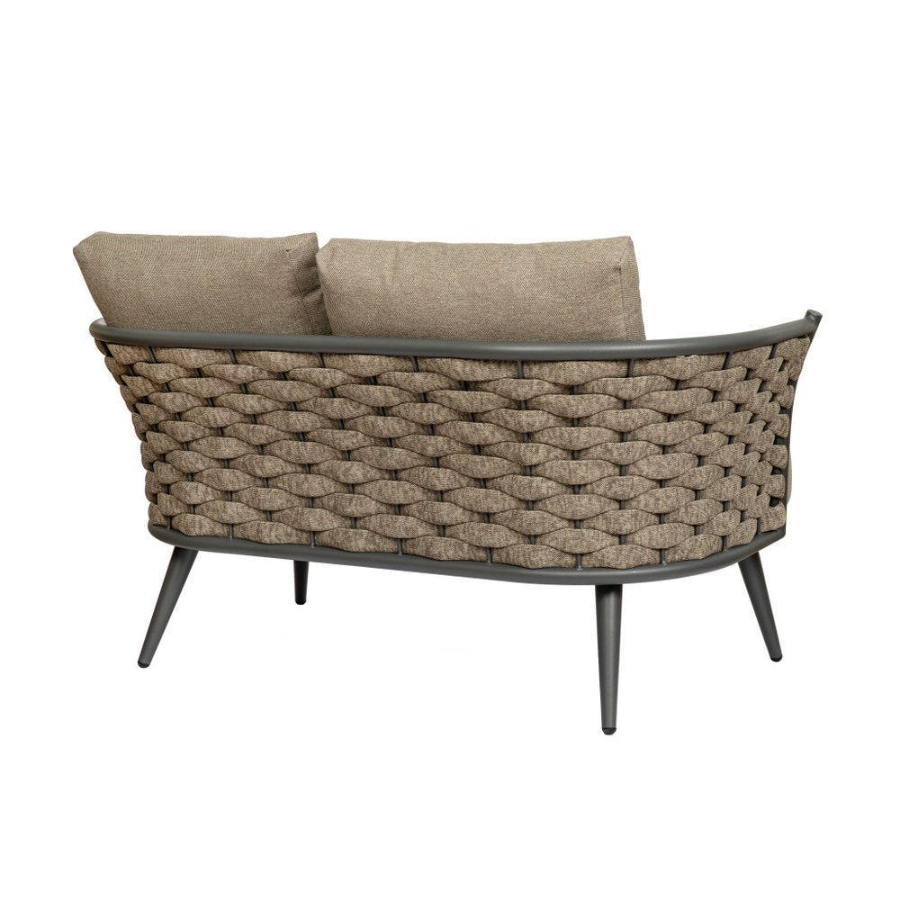 56" Dark Gray and Brown Outdoor Knotted Loveseat