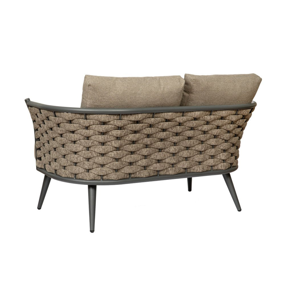 56" Dark Gray and Brown Outdoor Knotted Loveseat