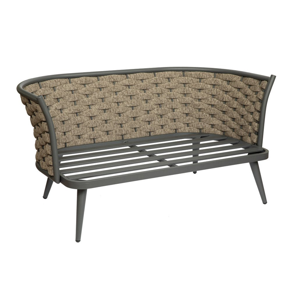 56" Dark Gray and Brown Outdoor Knotted Loveseat