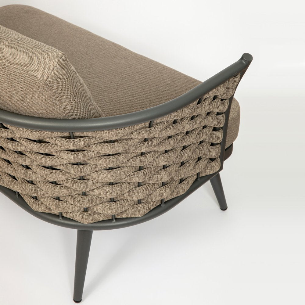 56" Dark Gray and Brown Outdoor Knotted Loveseat
