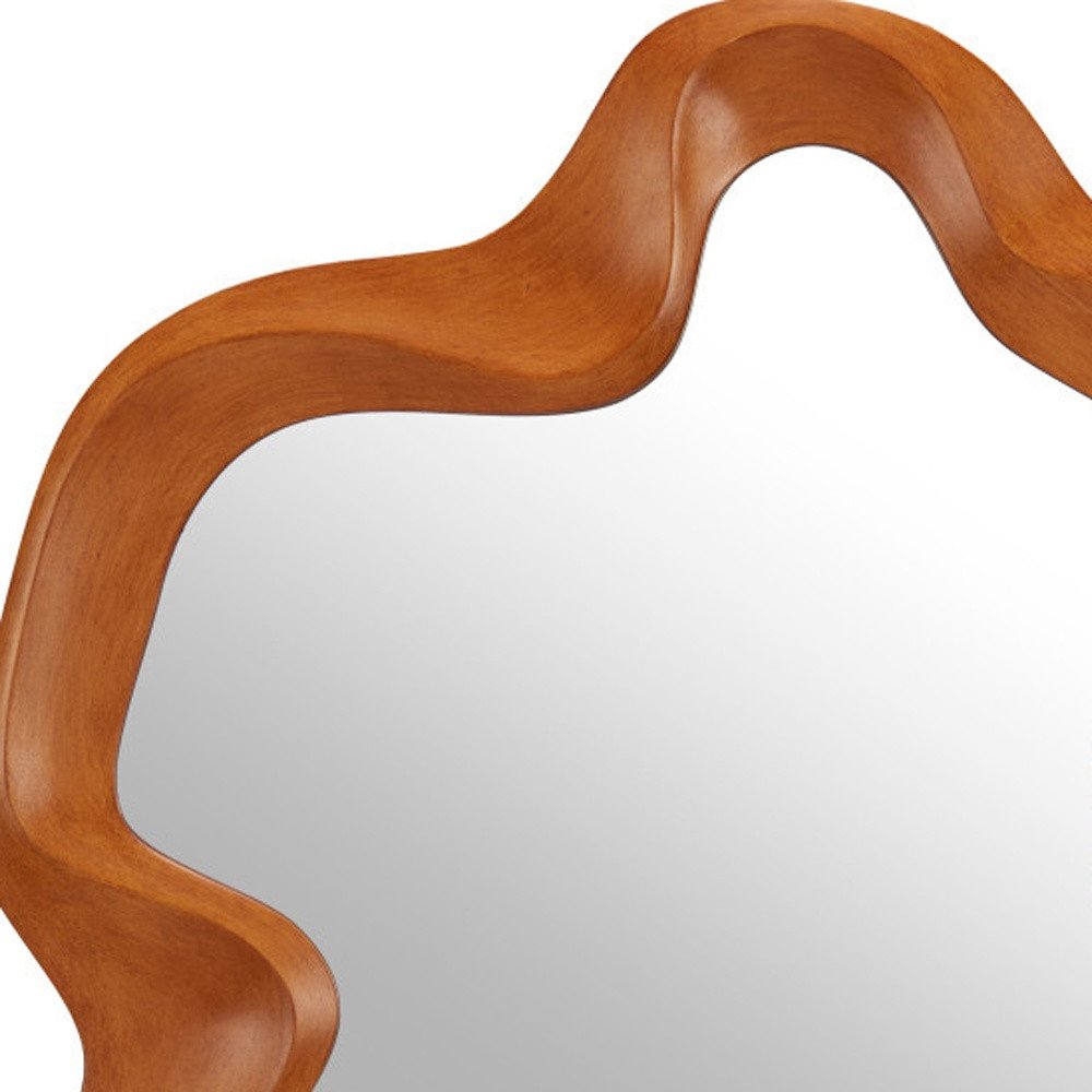 35" Brown Abstract Wood Mirror