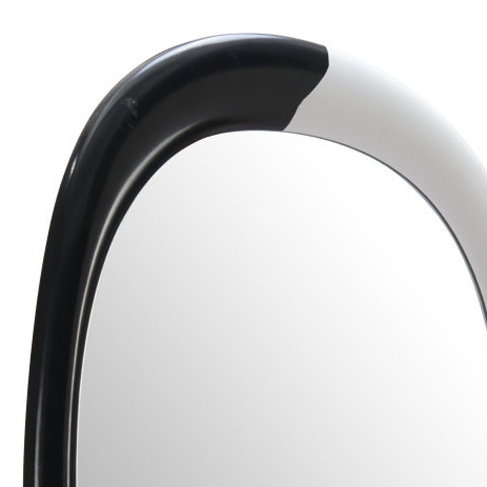 31" Black and White Warped Oval Mirror