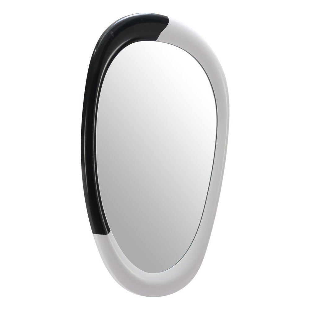 31" Black and White Warped Oval Mirror