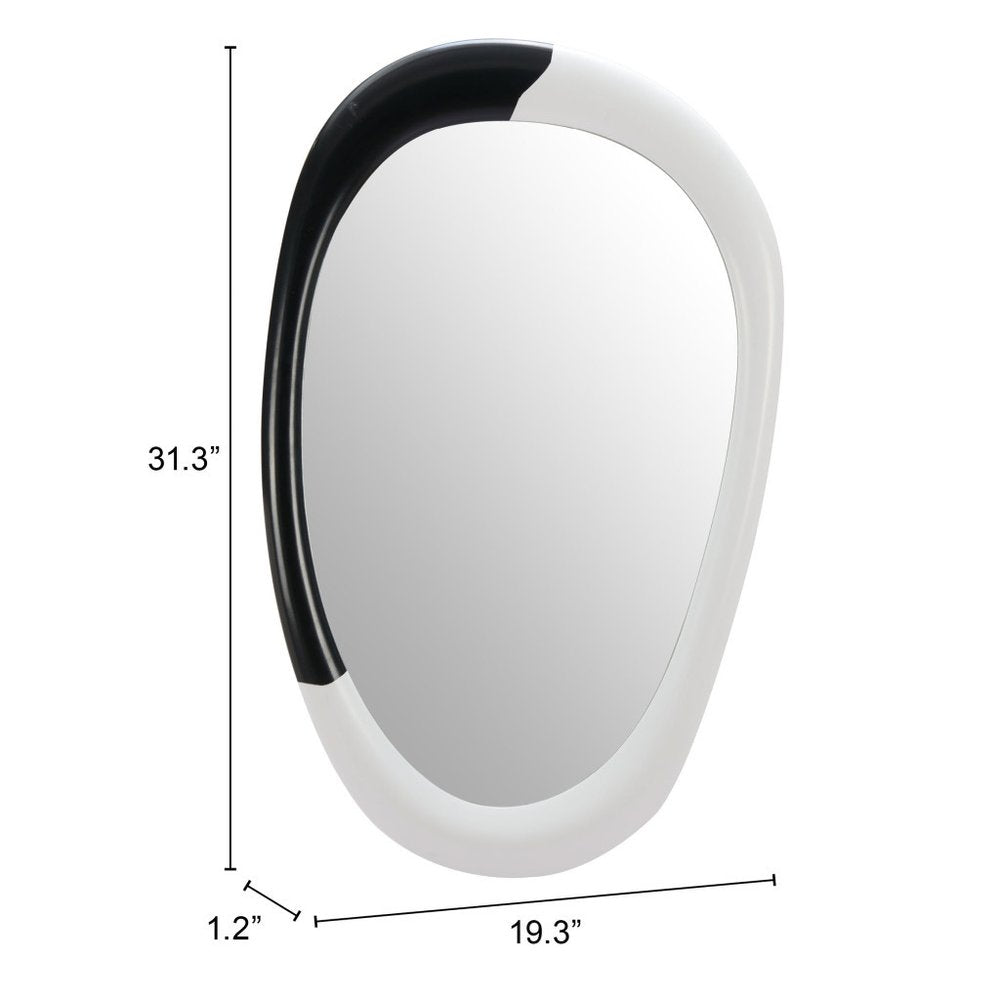 31" Black and White Warped Oval Mirror
