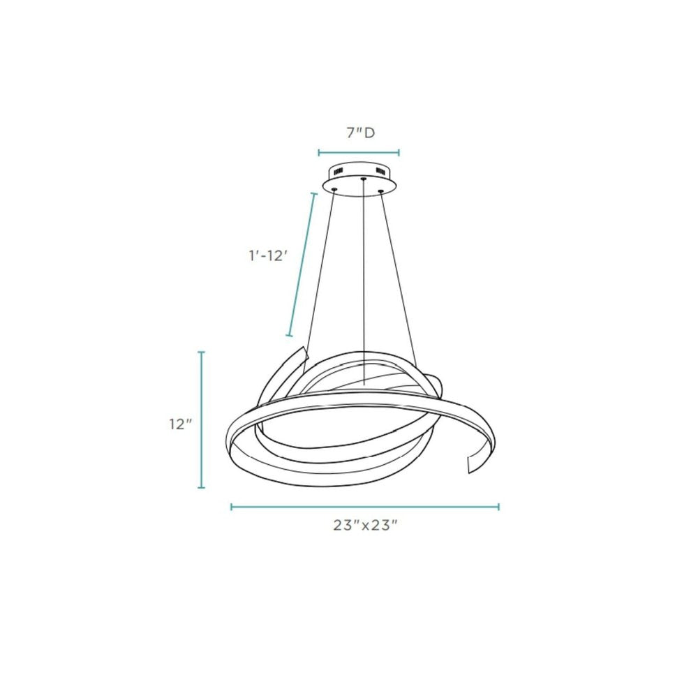 23" Silver Spiral LED Chandelier