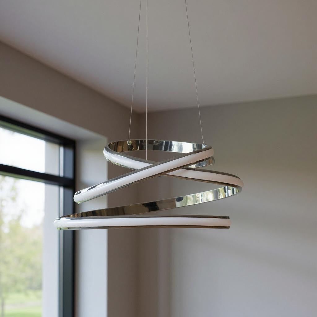 23" Silver Spiral LED Chandelier