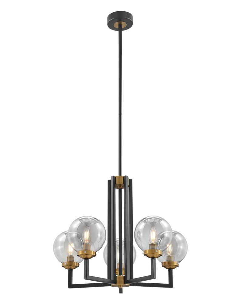 19" Black and Gold 5 Globe Bulb Chandelier