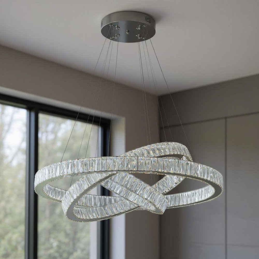41" 3 Ring Crystal Contemporary Chandelier