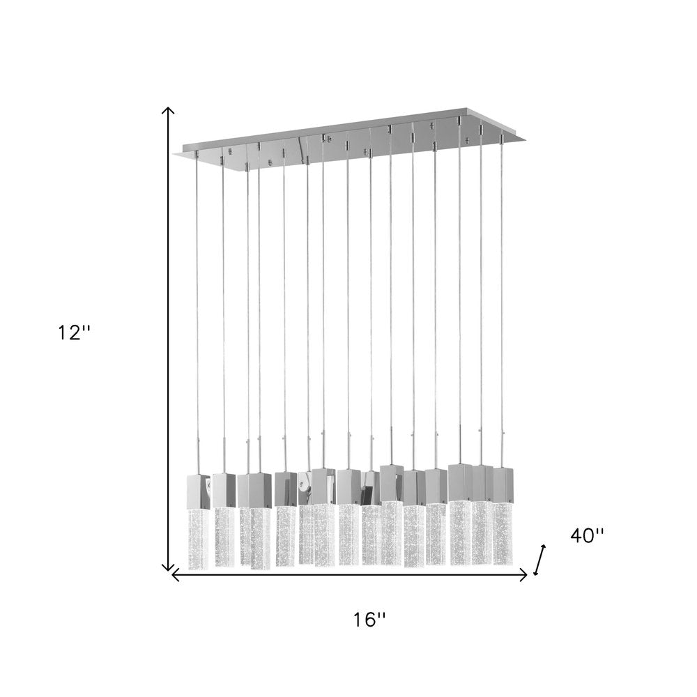 40" Silver 15 Light Cluster Drip Chandelier