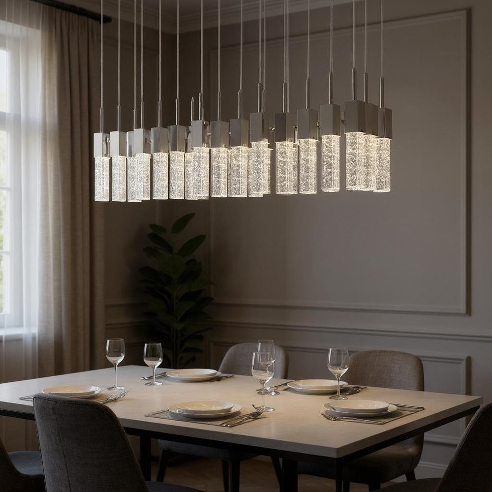 40" Silver 15 Light Cluster Drip Chandelier