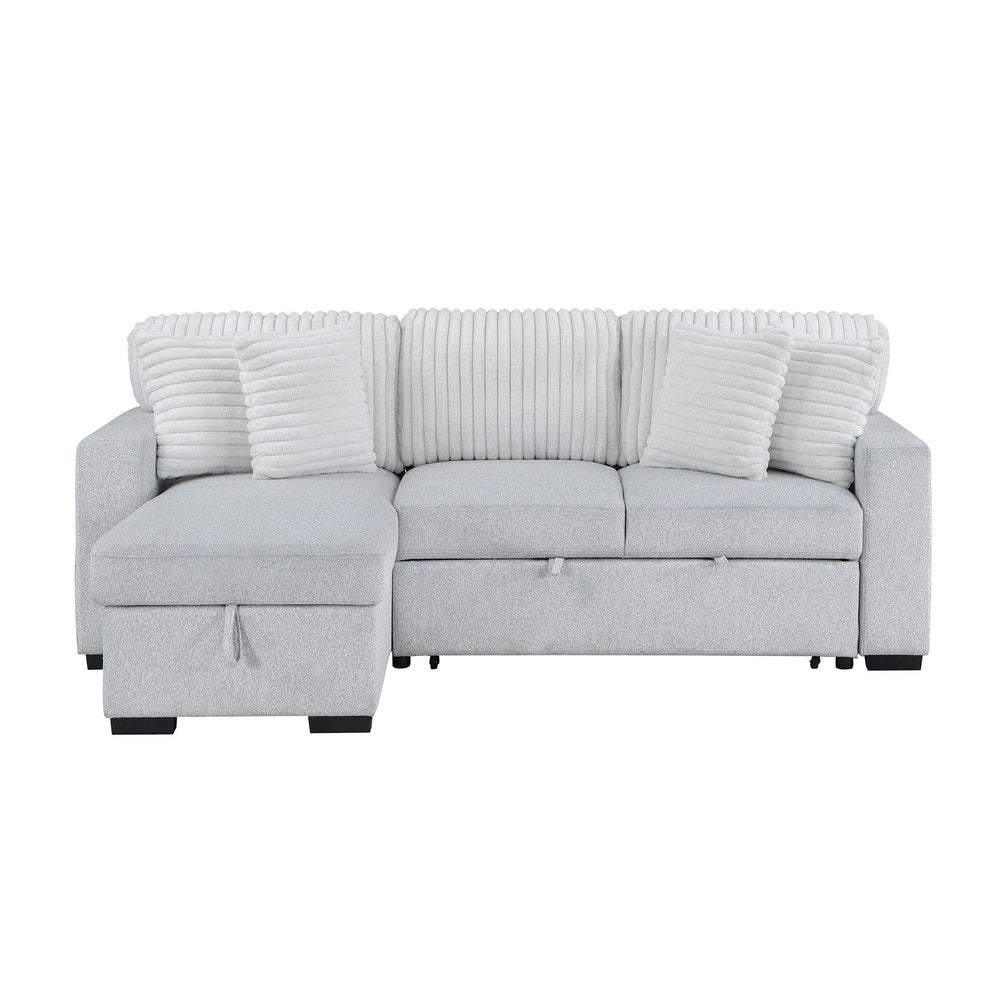 92" Gray Sleeper Sofa with Chaise