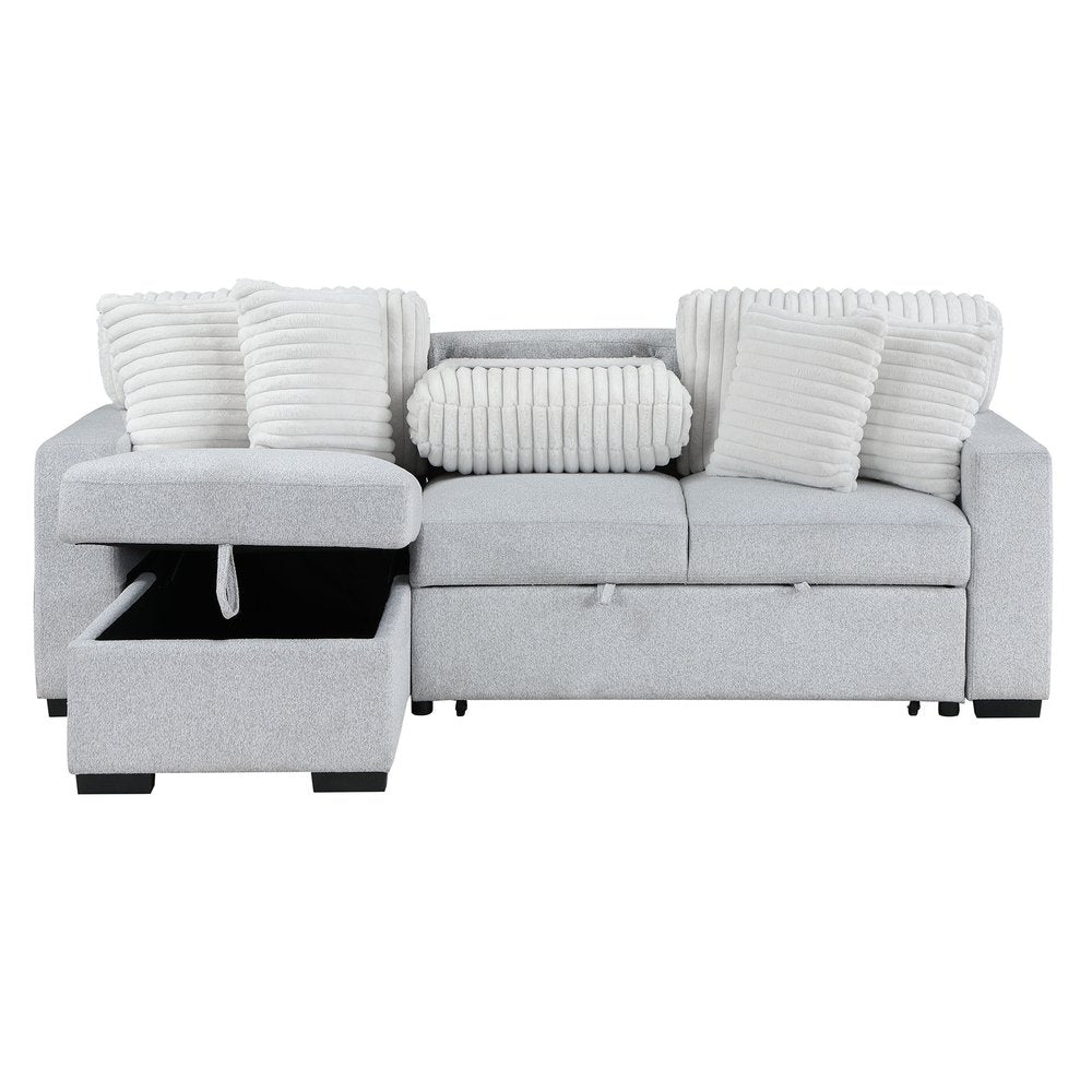 92" Gray Sleeper Sofa with Chaise